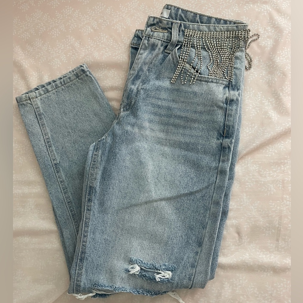 RHINESTONE MOM JEANS
